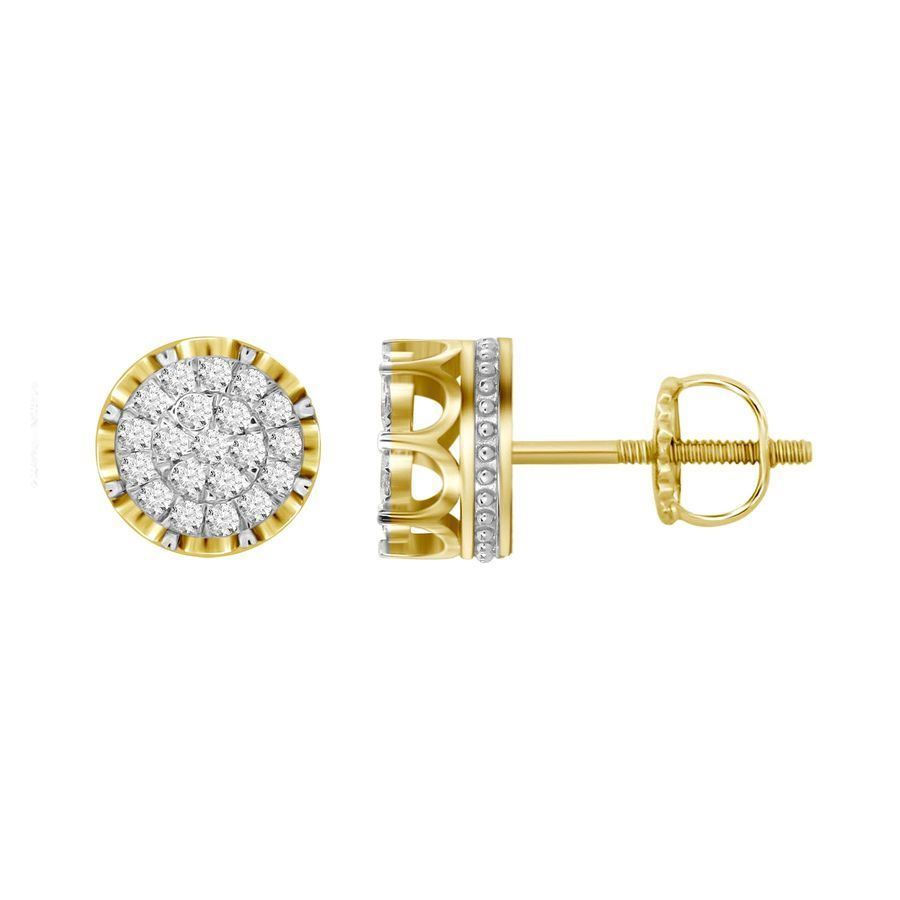 MEN'S EARRING 1/2 CT ROUND DIAMOND 10K YELLOW GOLD