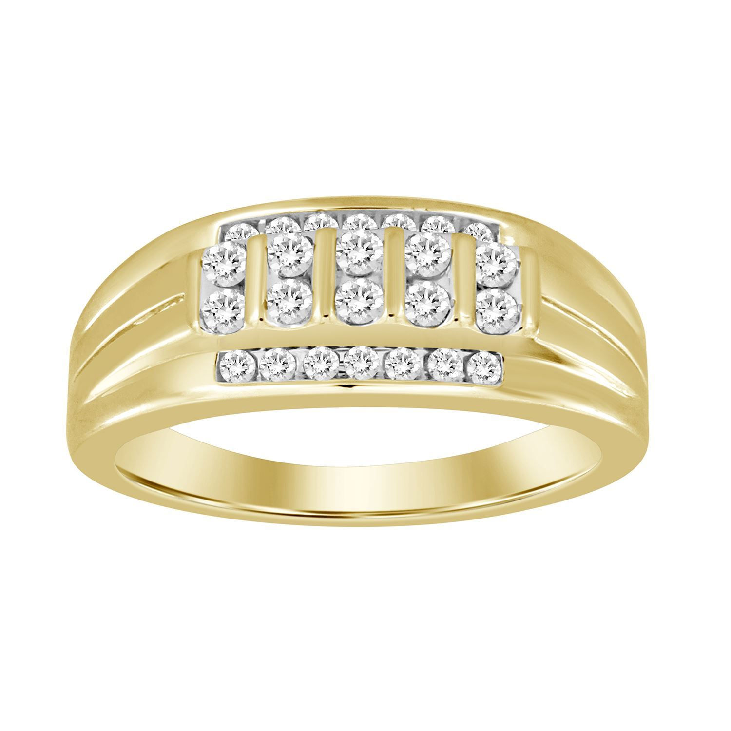 MEN'S RING 1/2 CT ROUND DIAMOND 10K YELLOW GOLD