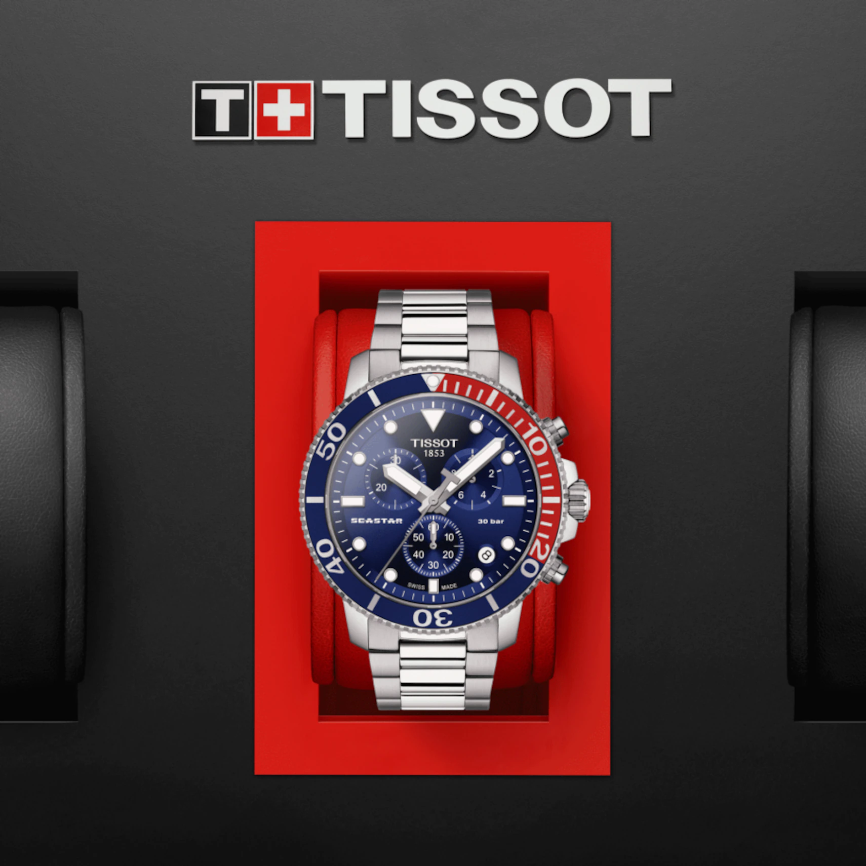 Thumbnail: Tissot Seastar 1000 Chrono Pepsi Bezel Blue Dial Men's Watch -  T120.417.11.041.