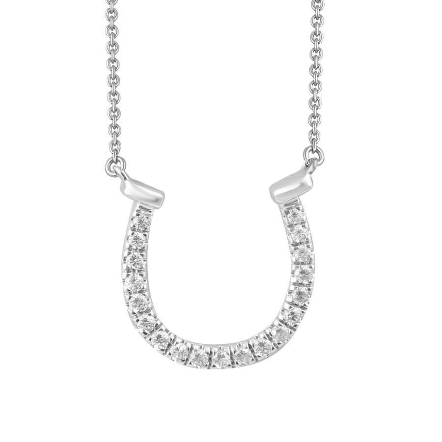 LADIES NECKLACE 1/10 CT ROUND DIAMOND 10K WHITE GOLD