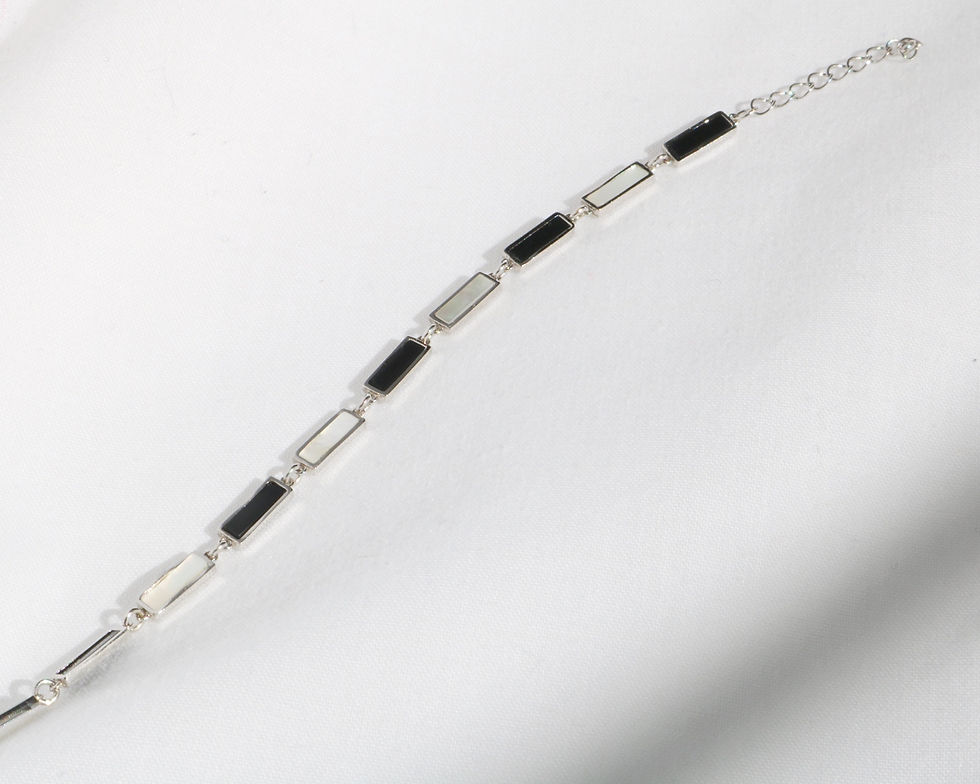 Thumbnail: Onyx and Mother-of-Pearl Rectangle Bracelet