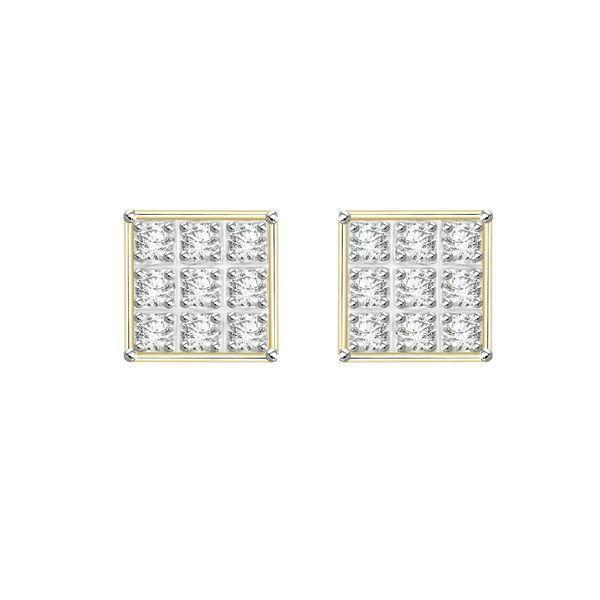 UNISEX EARRINGS 1/20 CT ROUND DIAMOND 10K YELLOW GOLD 