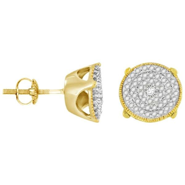 LADIES EARRINGS 1/4 CT ROUND DIAMOND 10K YELLOW GOLD