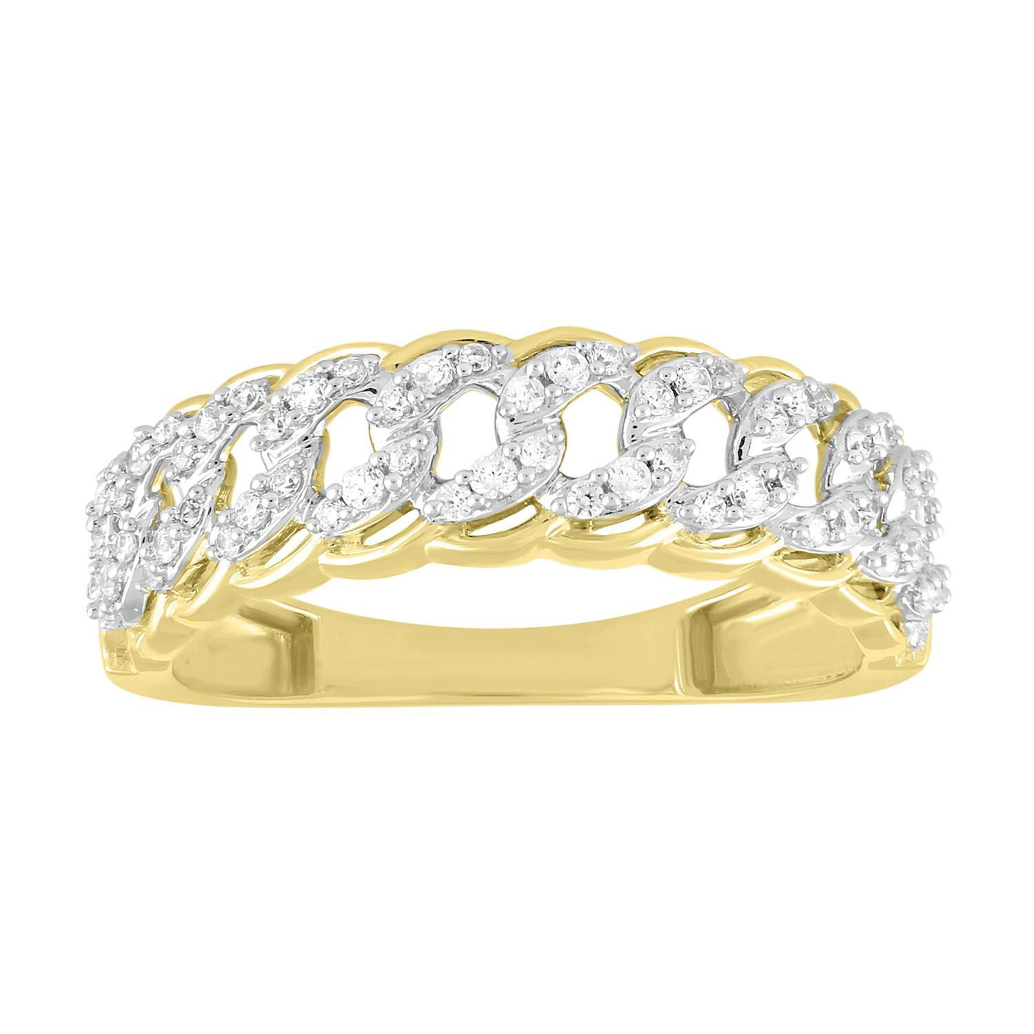 LADIES BAND 1/4 CT ROUND DIAMOND 10K YELLOW GOLD