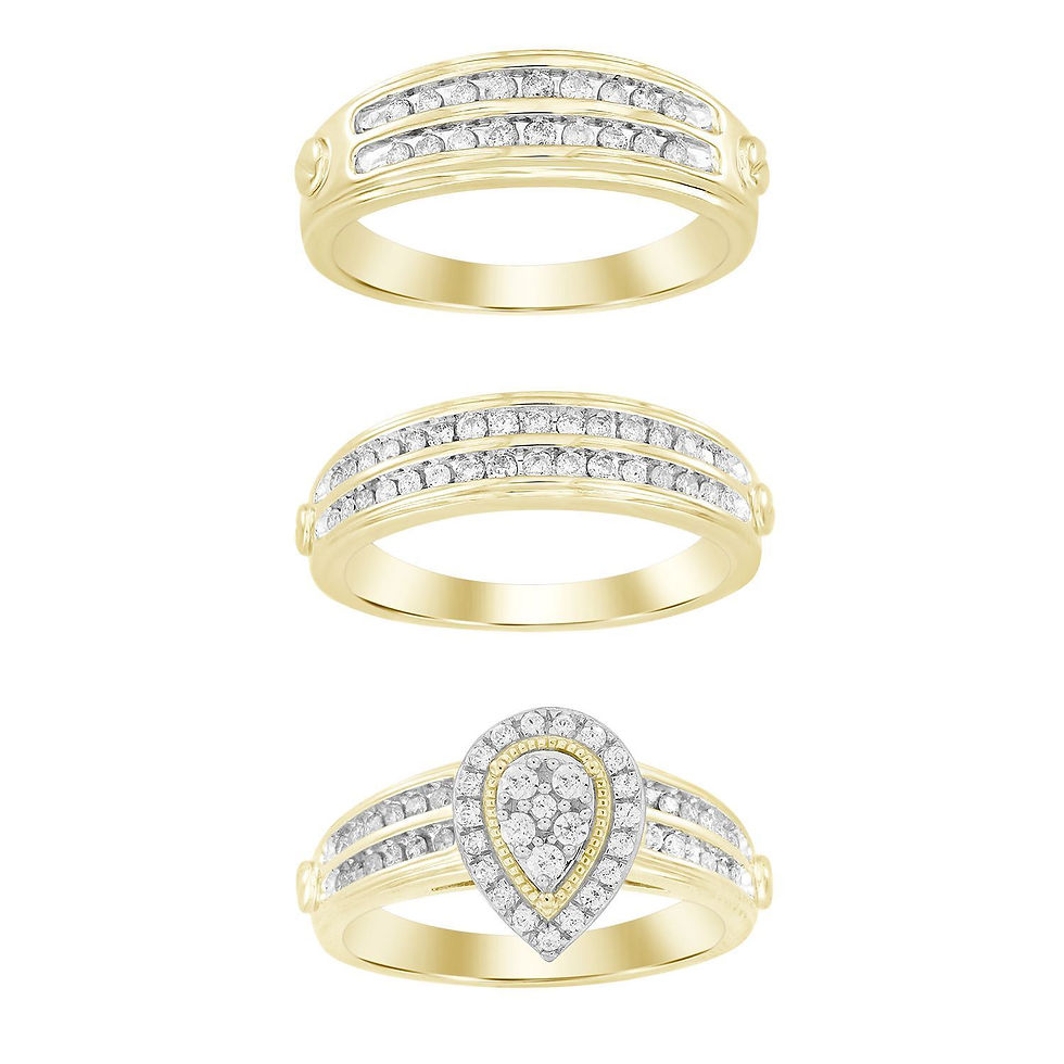 LADIES TRIO SET 1 CT ROUND DIAMOND 10K YELLOW GOLD