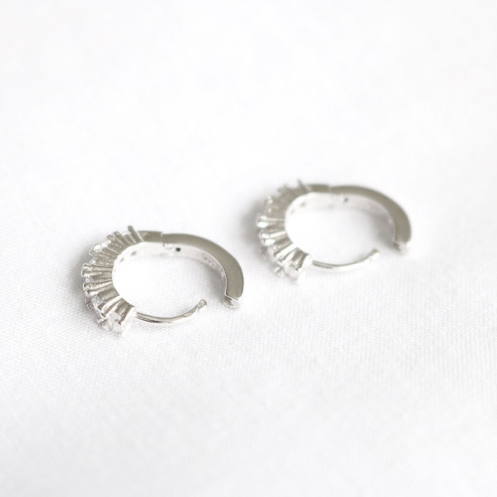 Thumbnail: Round CZ Huggie Hoop Earring