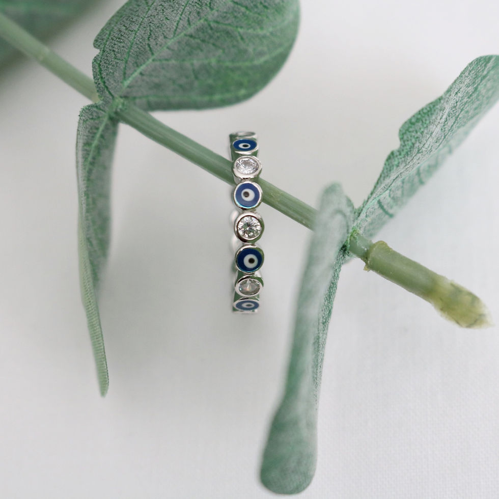 Thumbnail: Blue Enamel Horus Eye Infinity Ring (Size 6)