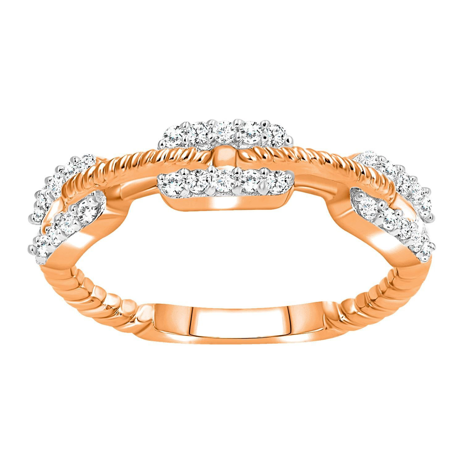 LADIES BAND 1/4 CT ROUND DIAMOND 10K ROSE GOLD