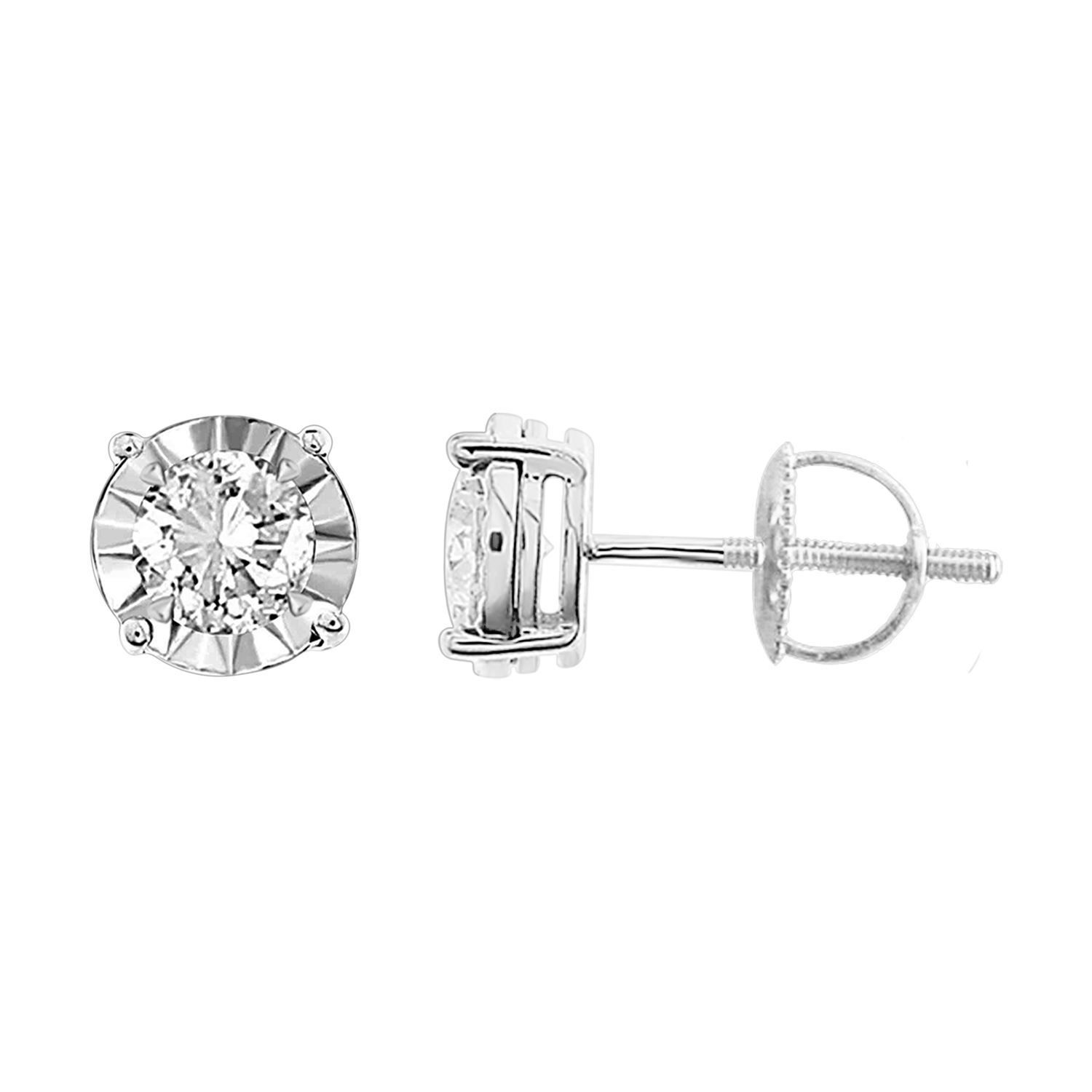 LADIES EARRING 1/2 CT ROUND DIAMOND 10K WHITE GOLD