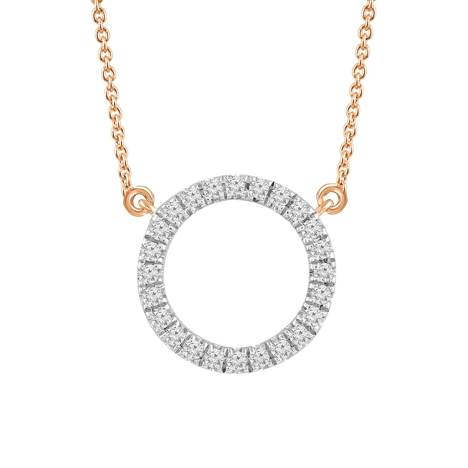 LADIES NECKLACE  1/6 CT ROUND DIAMOND 10K ROSE GOLD