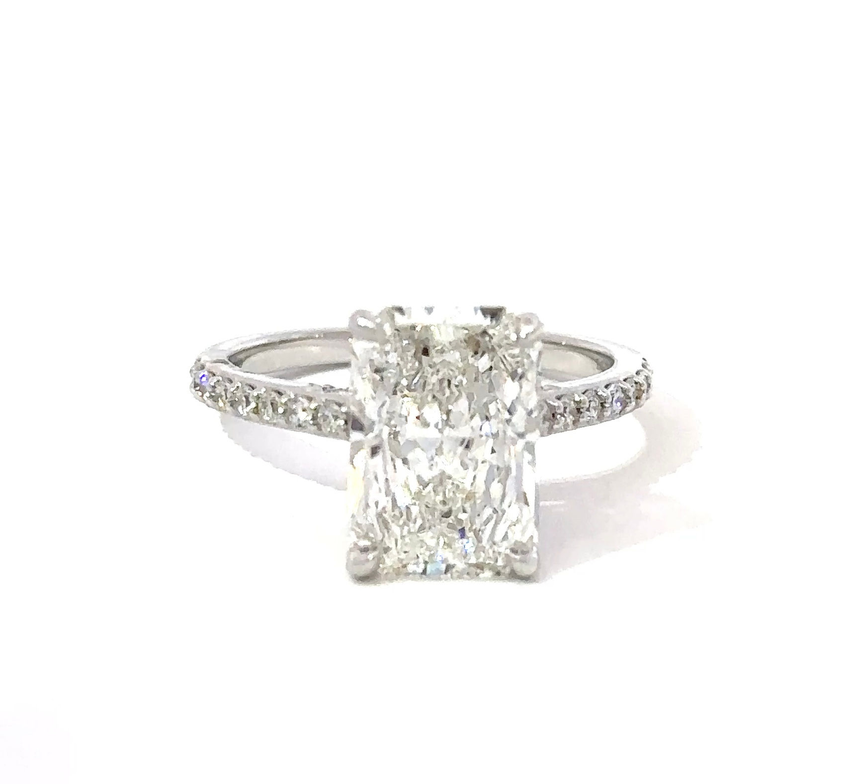 4.50 CT Radiant Arc Hidden Halo 14K Engagement Ring