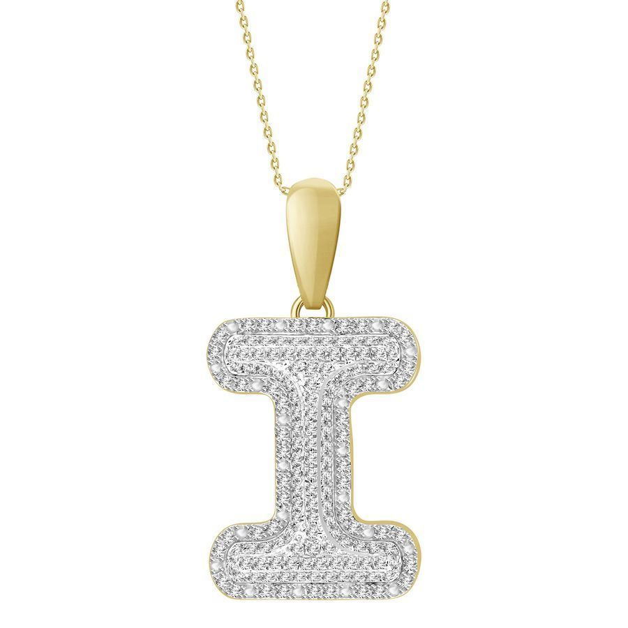 MEN'S PENDANT 3/8 CT ROUND DIAMOND 10K YELLOW GOLD