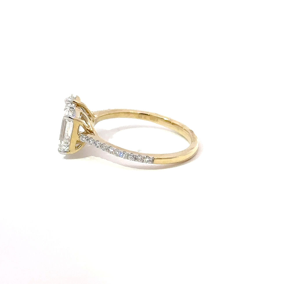Thumbnail: 2.15 Ct Pear & Emerald Toi et Moi Two Stones Engagement Ring