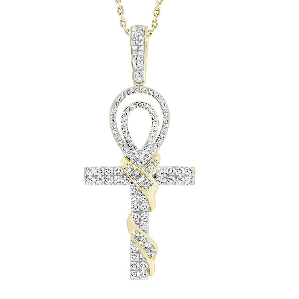 MEN'S CROSS 1 CT ROUND DIAMOND 10K YELLOW GOLD