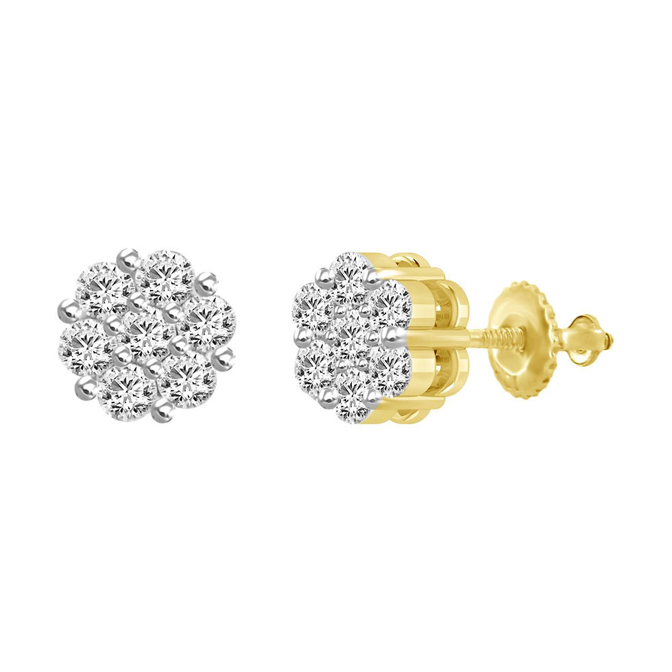 LADIES EARRINGS 2 CT ROUND DIAMOND 14K YELLOW GOLD
