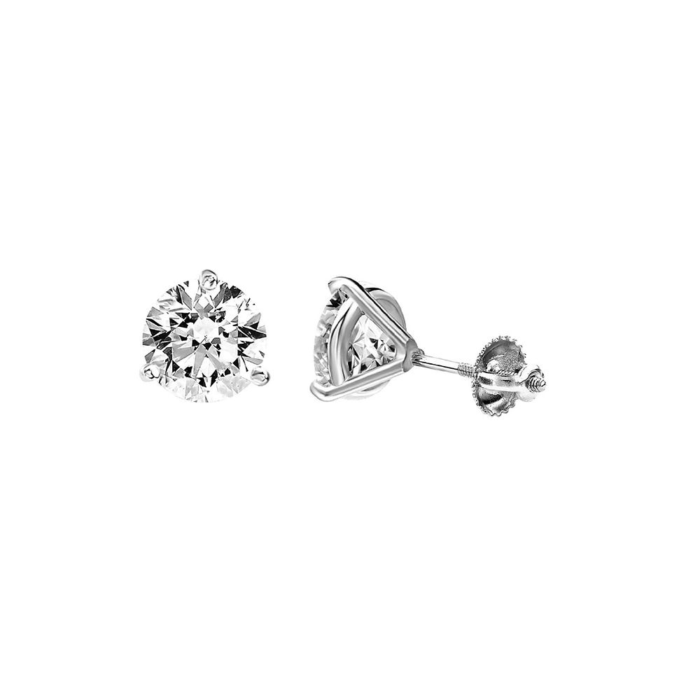 UNISEX STUDS 3/4 CT ROUND DIAMOND 14K WHITE GOLD