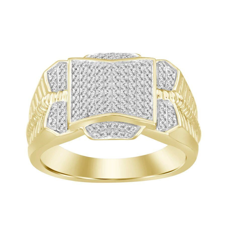 MEN'S RING 1/4 CT ROUND DIAMOND 10K YELLOW GOLD