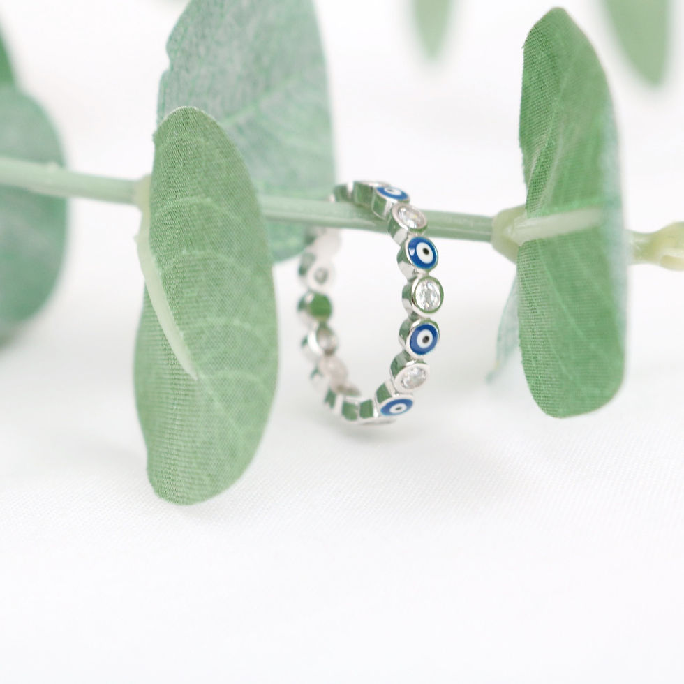Thumbnail: Blue Enamel Horus Eye Infinity Ring (Size 6)