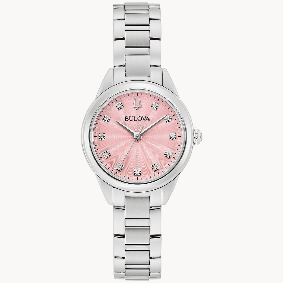 Bulova Pink Dial Stainless Steel Bracelet Sutton 96P249