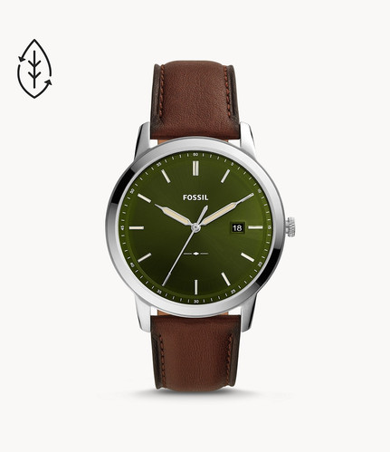 Fossil The Minimalist Solar-Powered Dark Green Eco Leather Men's