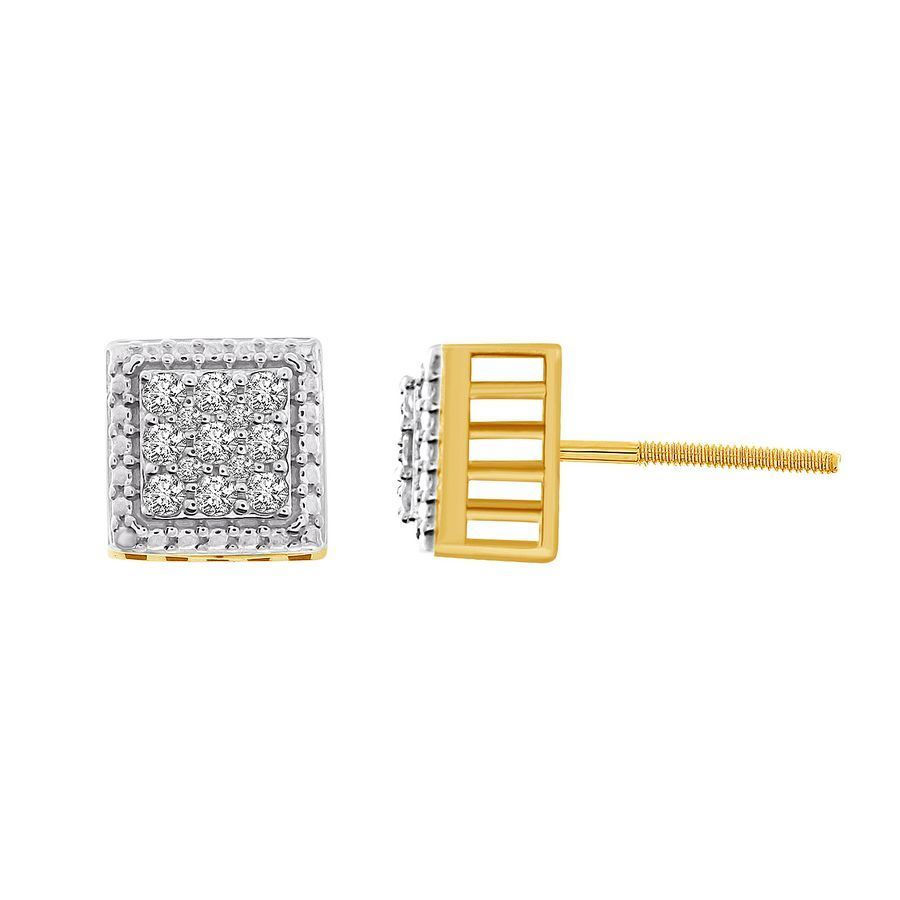 MEN'S EARRING 1/4 CT ROUND DIAMOND 10K YELLOW GOLD