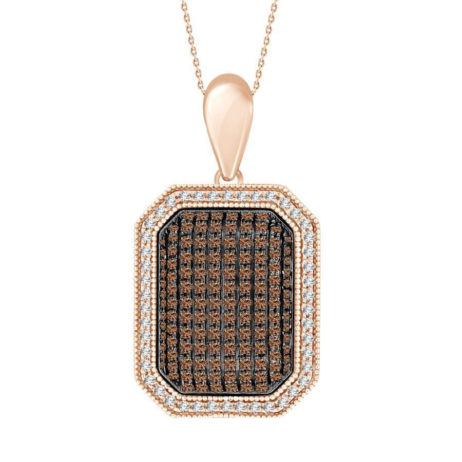 LADIES PENDANT 1/3 CT WHITE/CHOCOLATE ROUND DIAMOND 10K ROSE GOLD