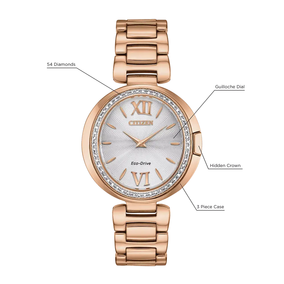 Thumbnail: Citizen Capella Ladies Eco-Drive Pink Gold Watch EX1503-54A