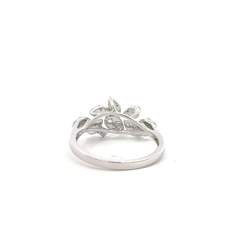 Thumbnail: 0.52CT 14K Leaf White Gold Cocktail Ring