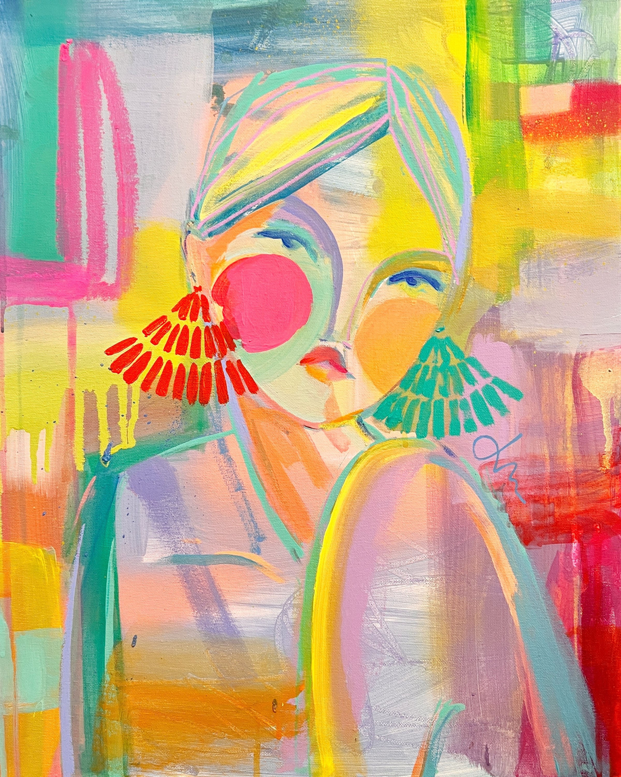 Color-Blocked Portrait , 16x20"flat panel canvas 