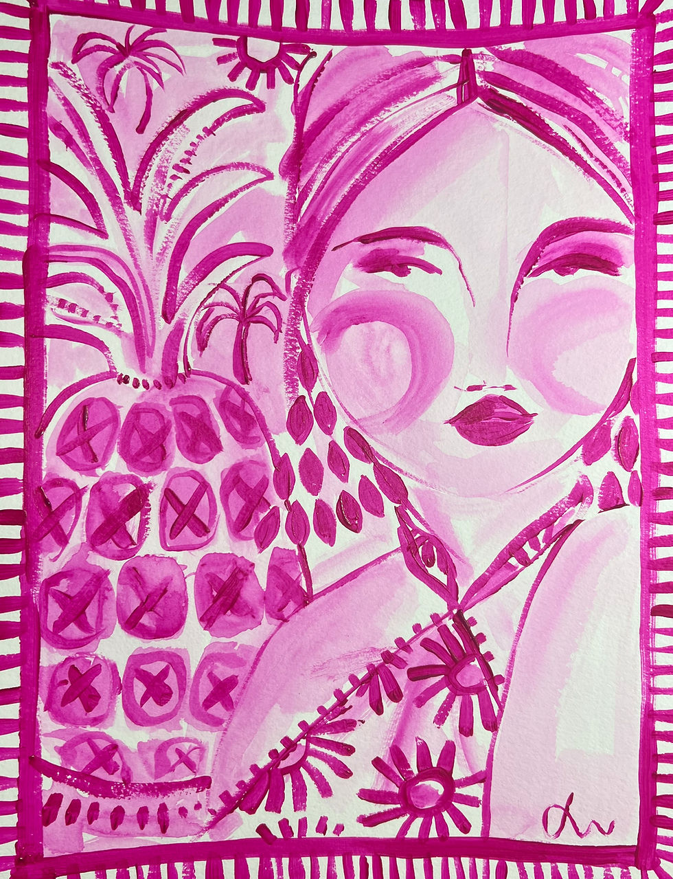 Magenta Sketch Pineapple