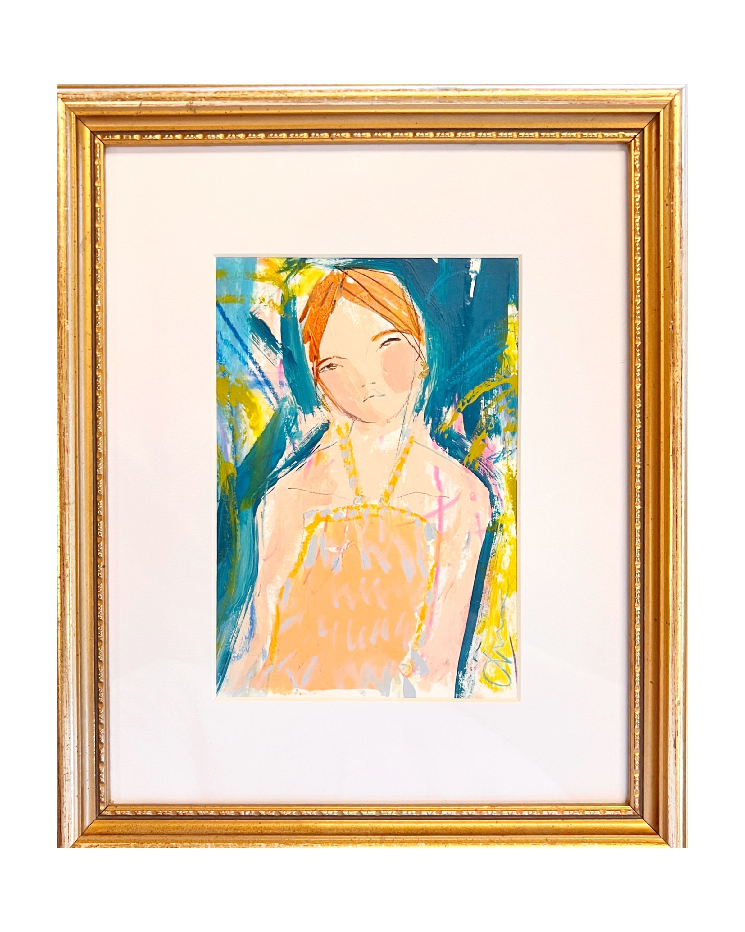  Framed 5x7" Original in Vintage Gold Frame 