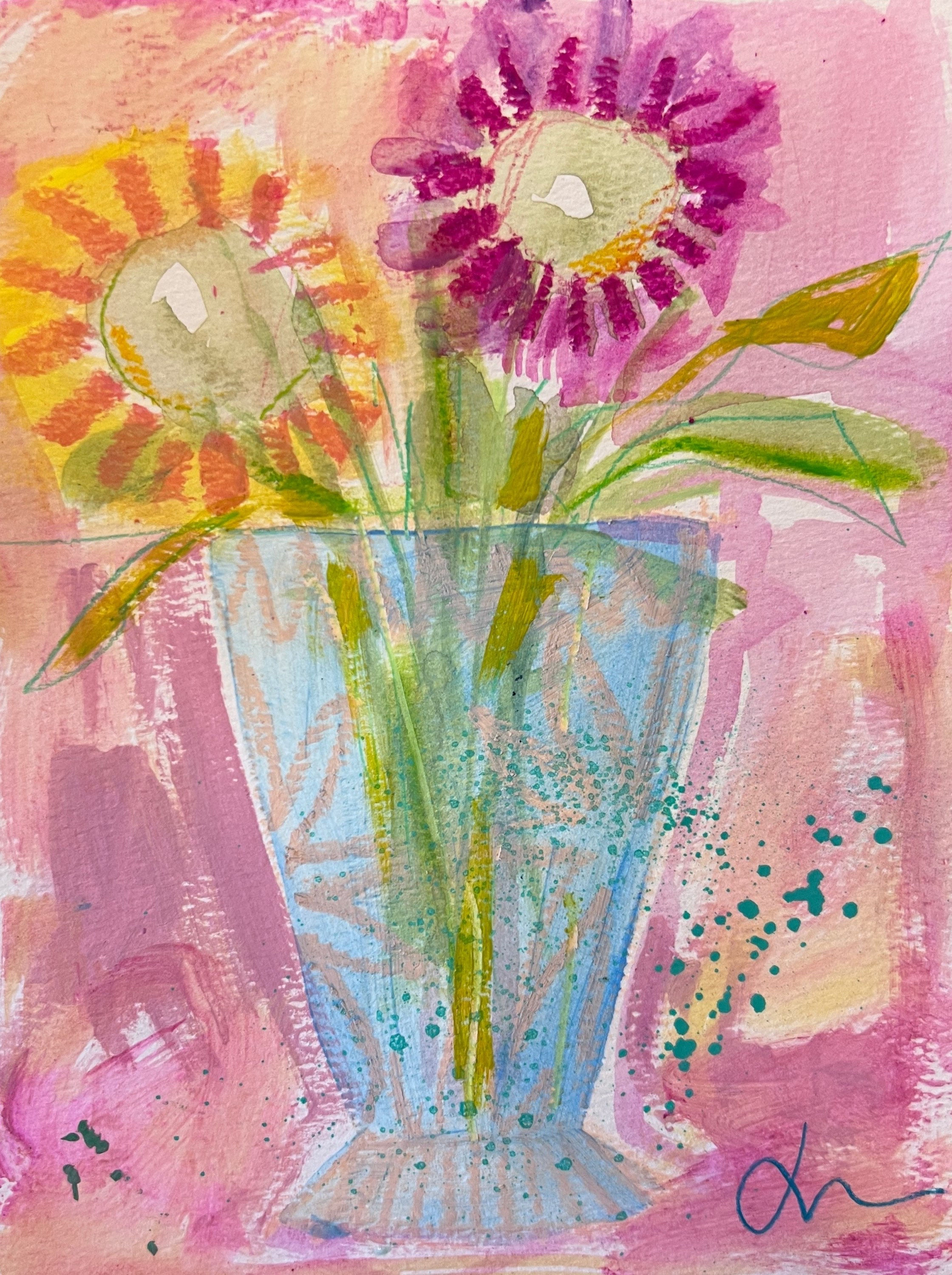"Cut Glass Vase" 6x8" original on paper