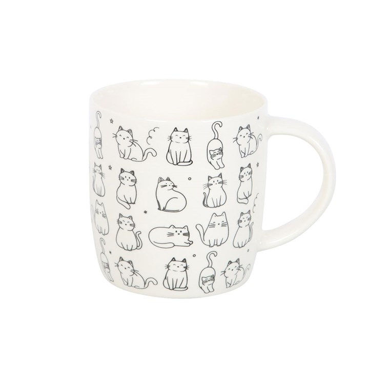 Thumbnail: White Happy Cat Print Mug