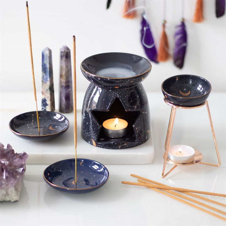 Thumbnail: Purple Star Sign Oil Burner on Metal Base