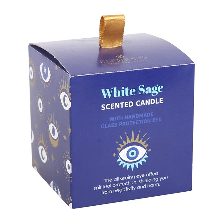 Thumbnail: All Seeing Eye White Sage Crystal Chip Protection Candle