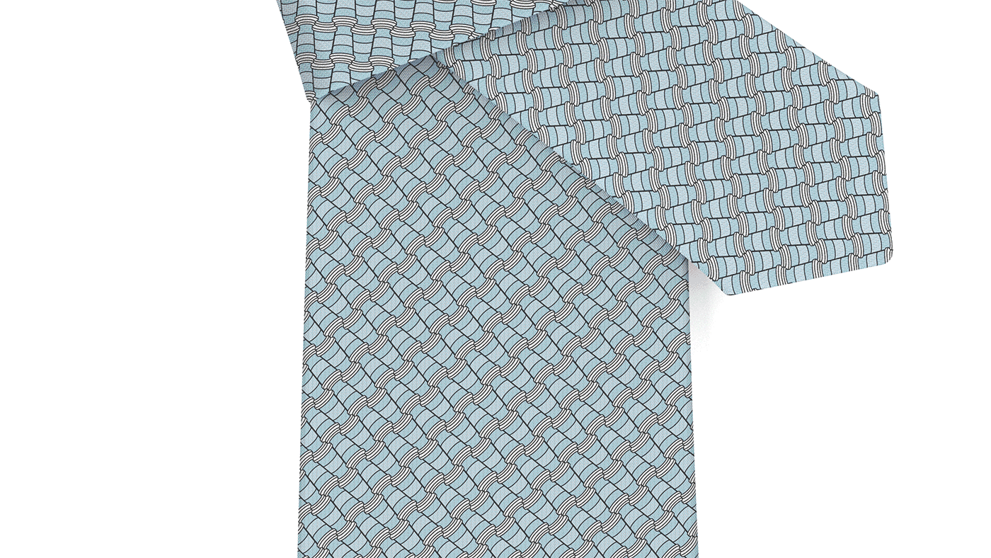 animated gif of closeup tie named Takeaway, that portrays a to go cup of coffee, Gif animation that changes colors to showcase all the colors produced.