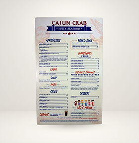 Waterproof Printed Menus