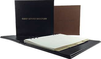 Guest service directories by Menu Designs are a must have product for every hotel room.