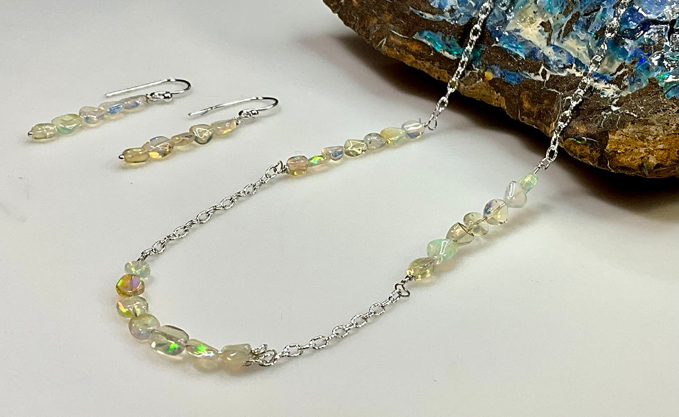 Thumbnail: Ethiopian Opal Necklace and Earring Set