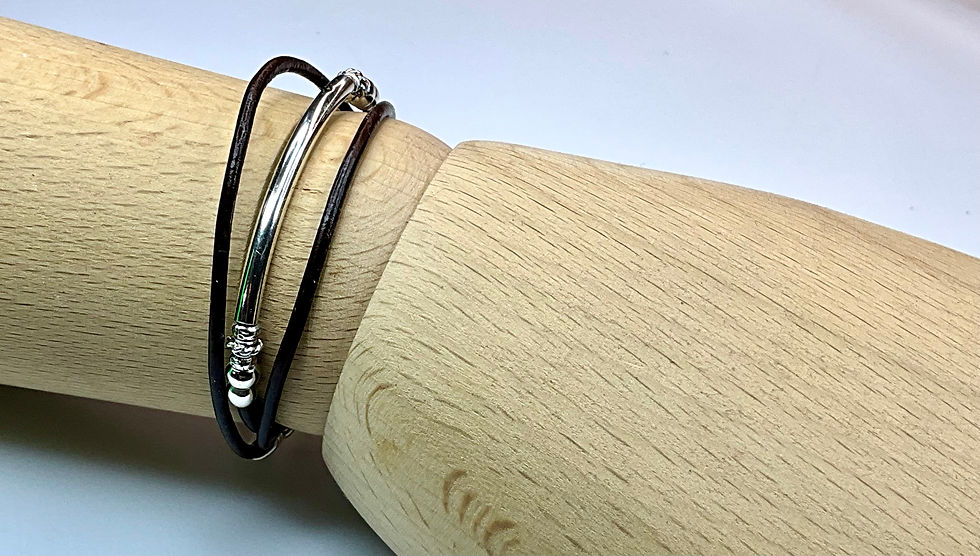 Thumbnail: Leather and Silver Bracelet