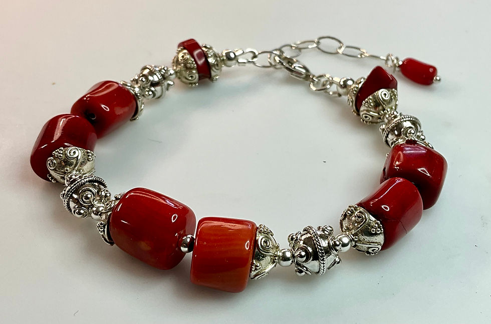 Thumbnail: Coral Bracelet and Earring Set