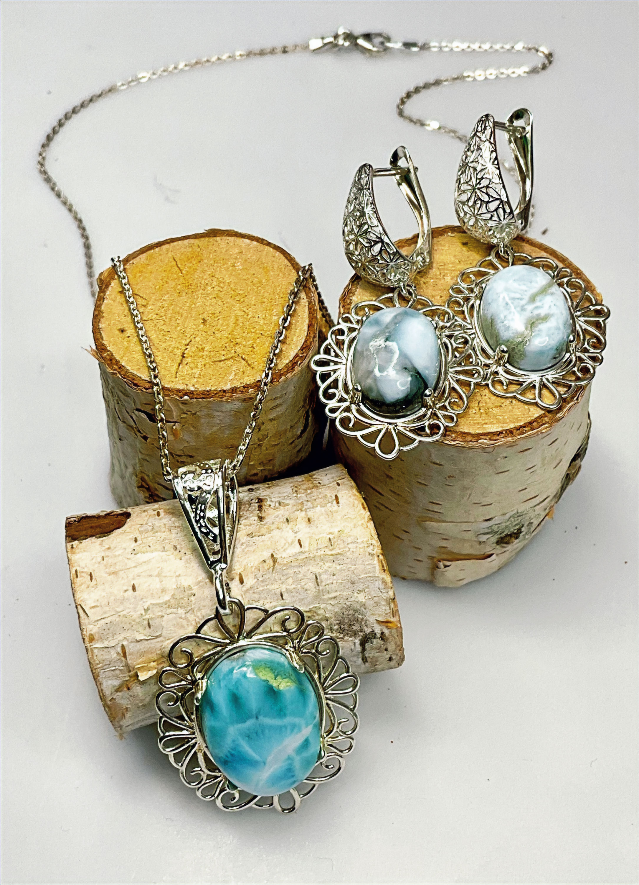Larimar Necklace and Earring Set