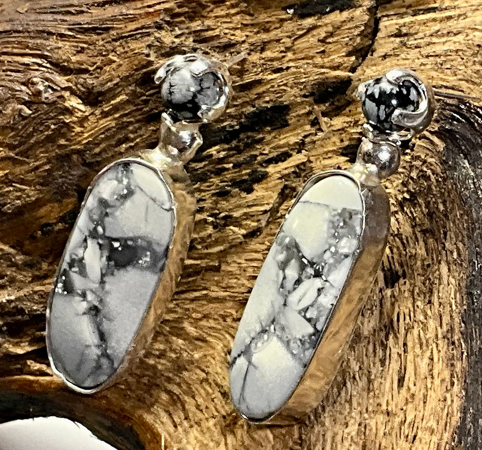 Thumbnail: Maligana Jasper and Snowflake Obsidian Earrings