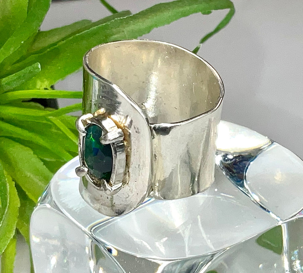 Thumbnail: Fine Silver Black Opal Ring