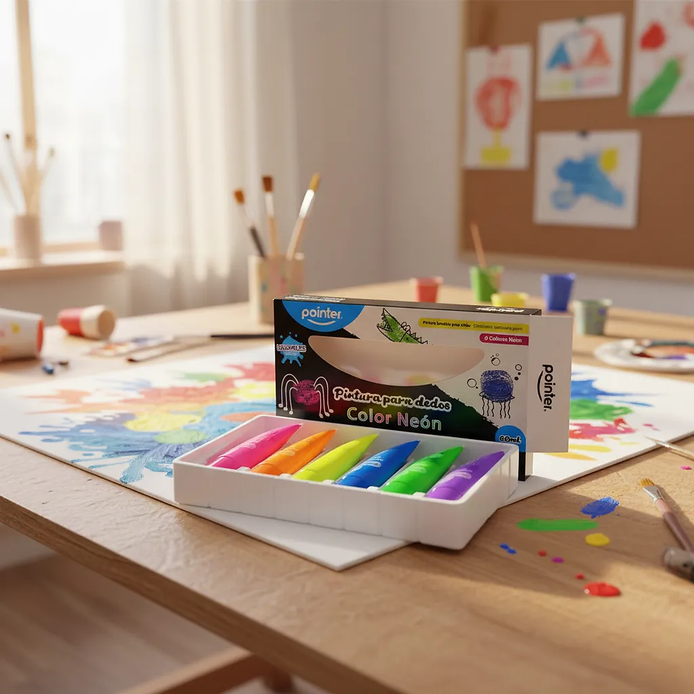 Miniatura: Set Didáctico Pinturas Para Dedos Neón 6 Unidades Para Niños