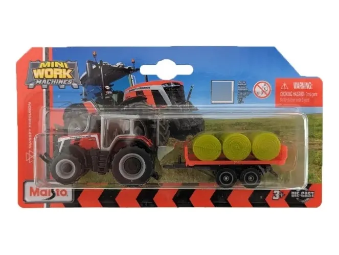 Miniatura: Tractor Y Carretilla A Escala Massey Ferguson Rojo