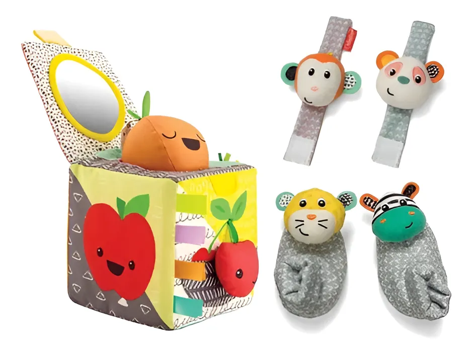 Set Pulseras Sonajero Y Cubo De Actividades