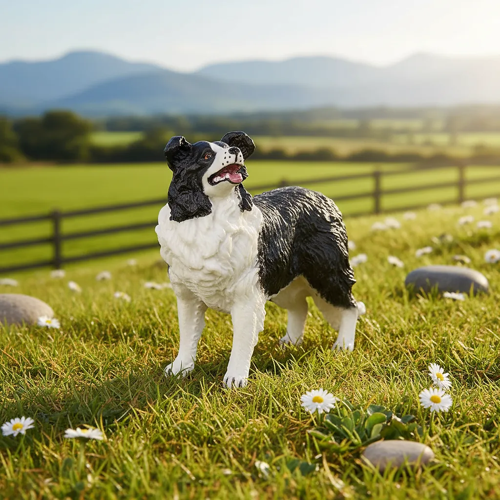 Miniatura: Figura Coleccionable Perro Border Collie Pintada A Mano