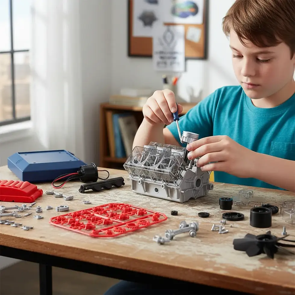 Miniatura: Experimento STEM Motor Modelo V8 para Niños