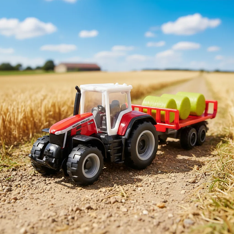 Miniatura: Tractor Y Carretilla A Escala Massey Ferguson Rojo